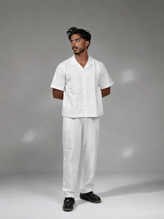 Premium linen matching set in off white — Beyond Basic
