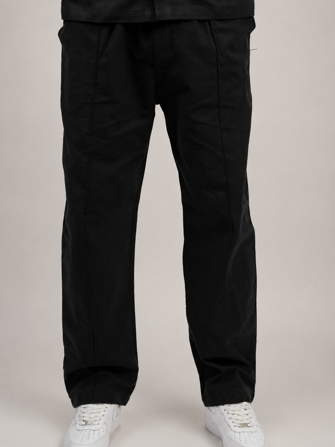 Premium linen matching set in black — Beyond Basic