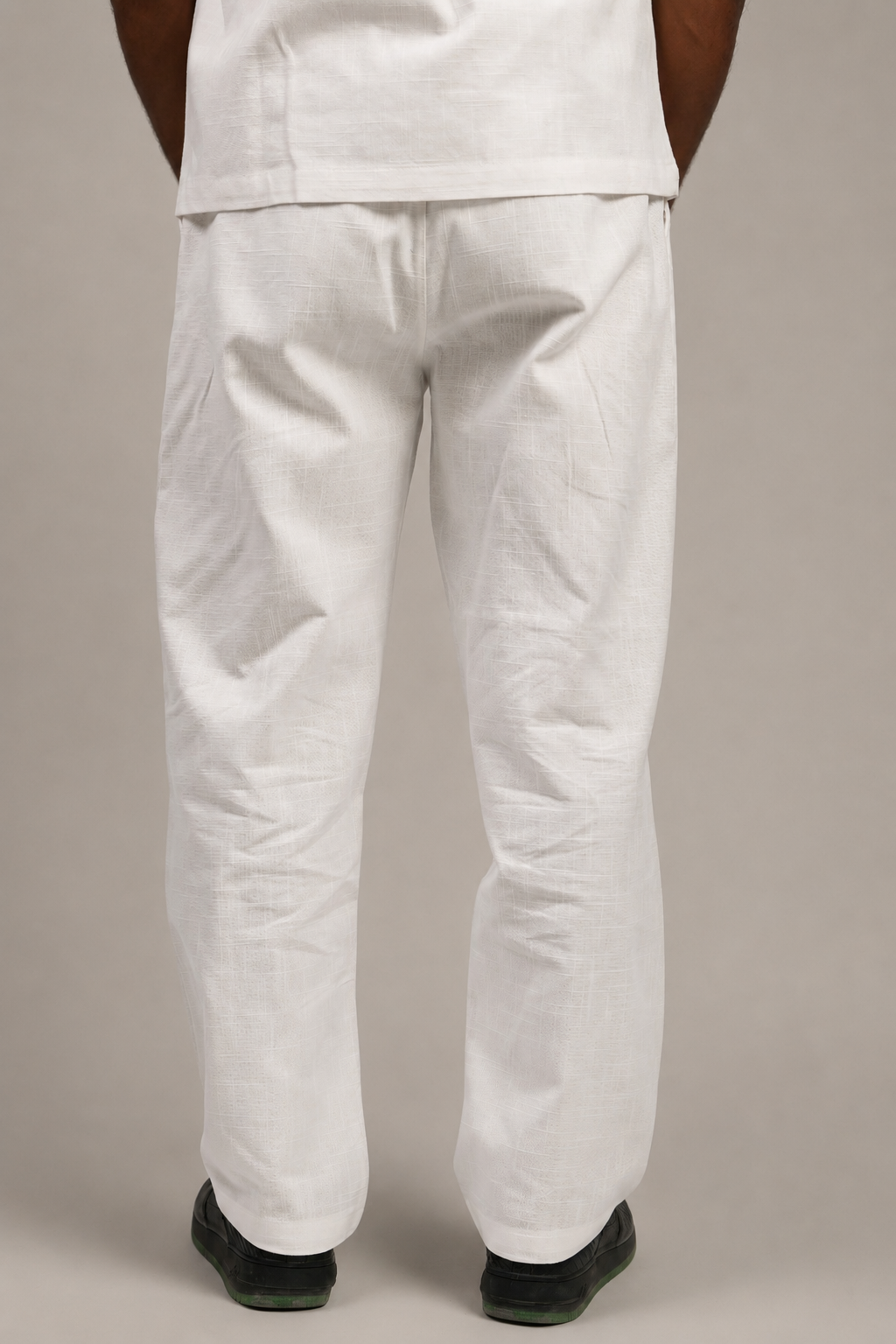 Relaxed fit wide-leg linen trousers in off white — Beyond Basic