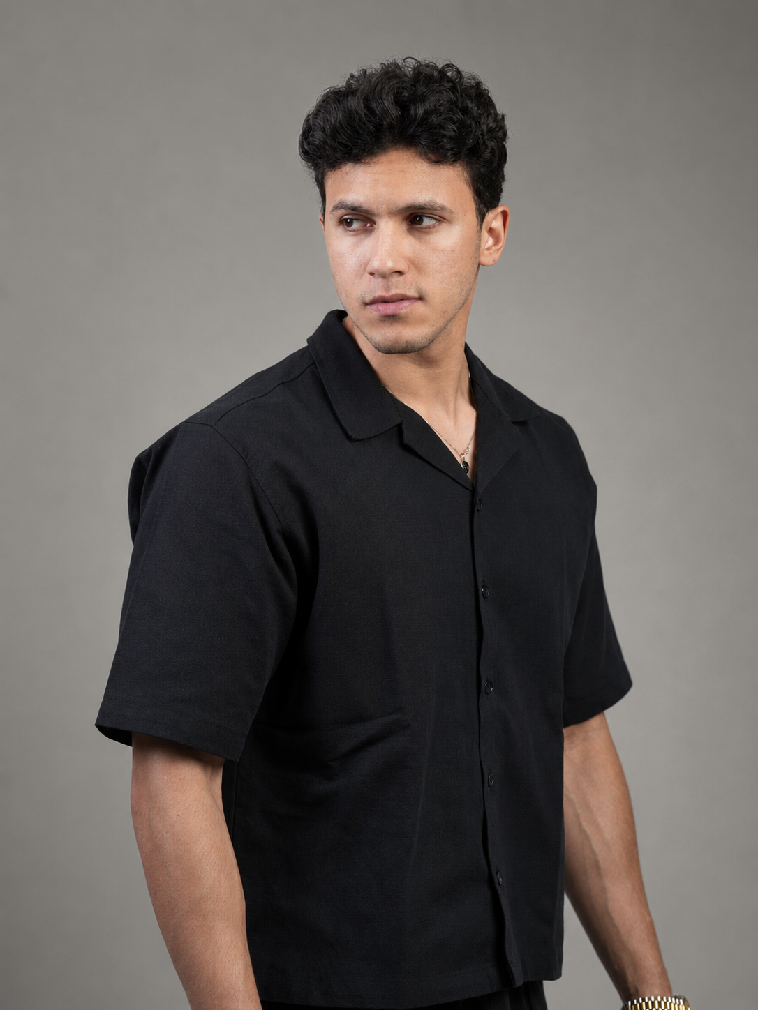 Premium linen matching set in black — Beyond Basic
