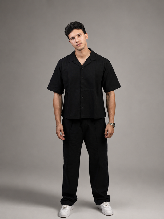 Premium linen matching set in black — Beyond Basic