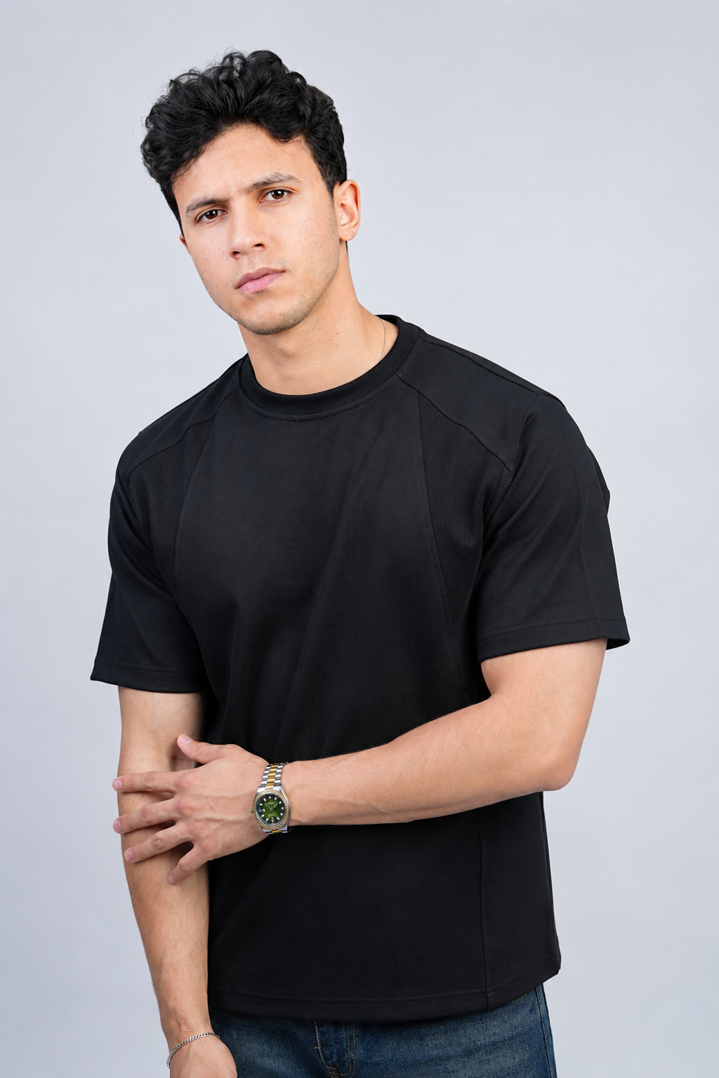 Beyond Basic signature oversized tee in black, premium cotton