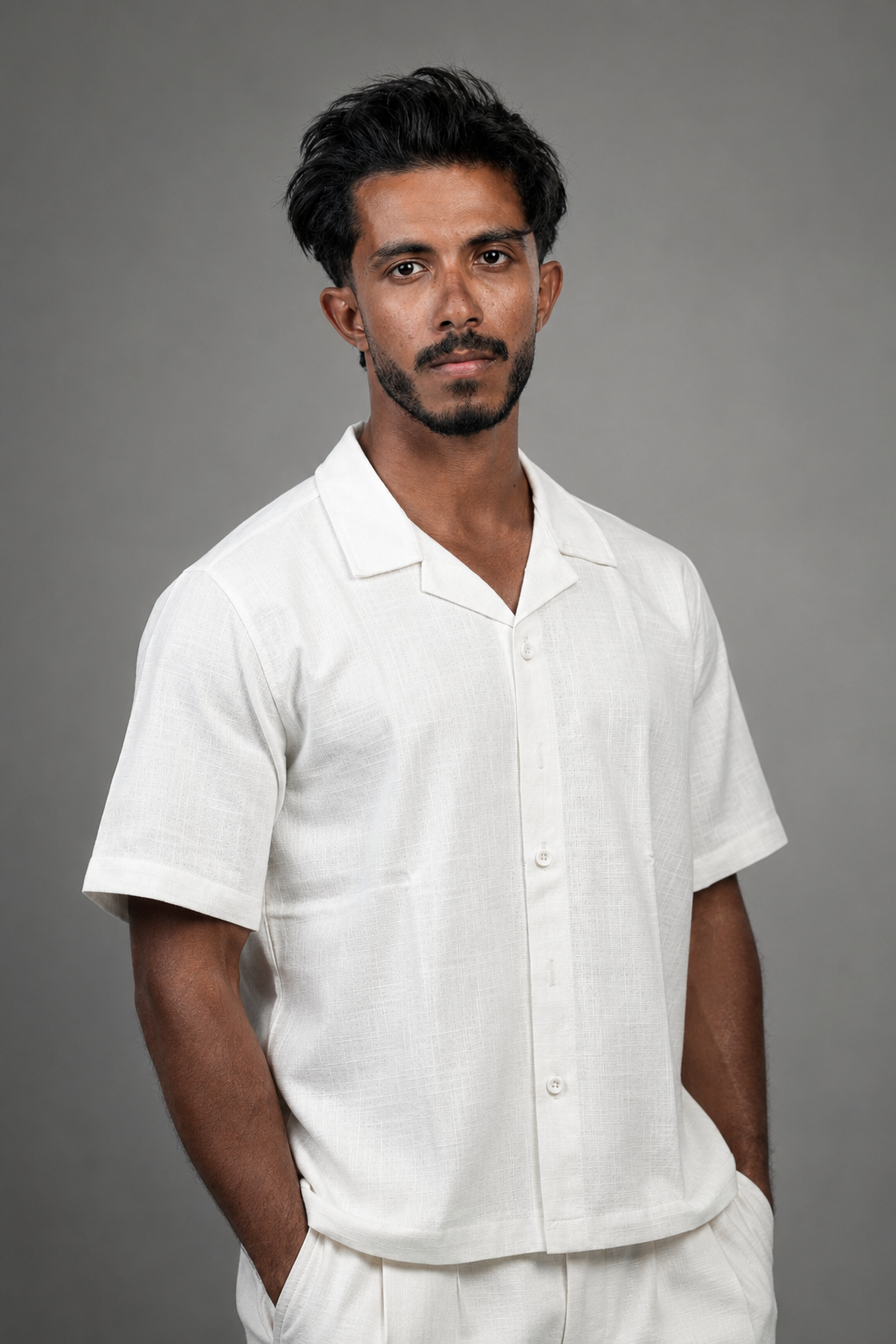 Premium linen matching set in off white — Beyond Basic
